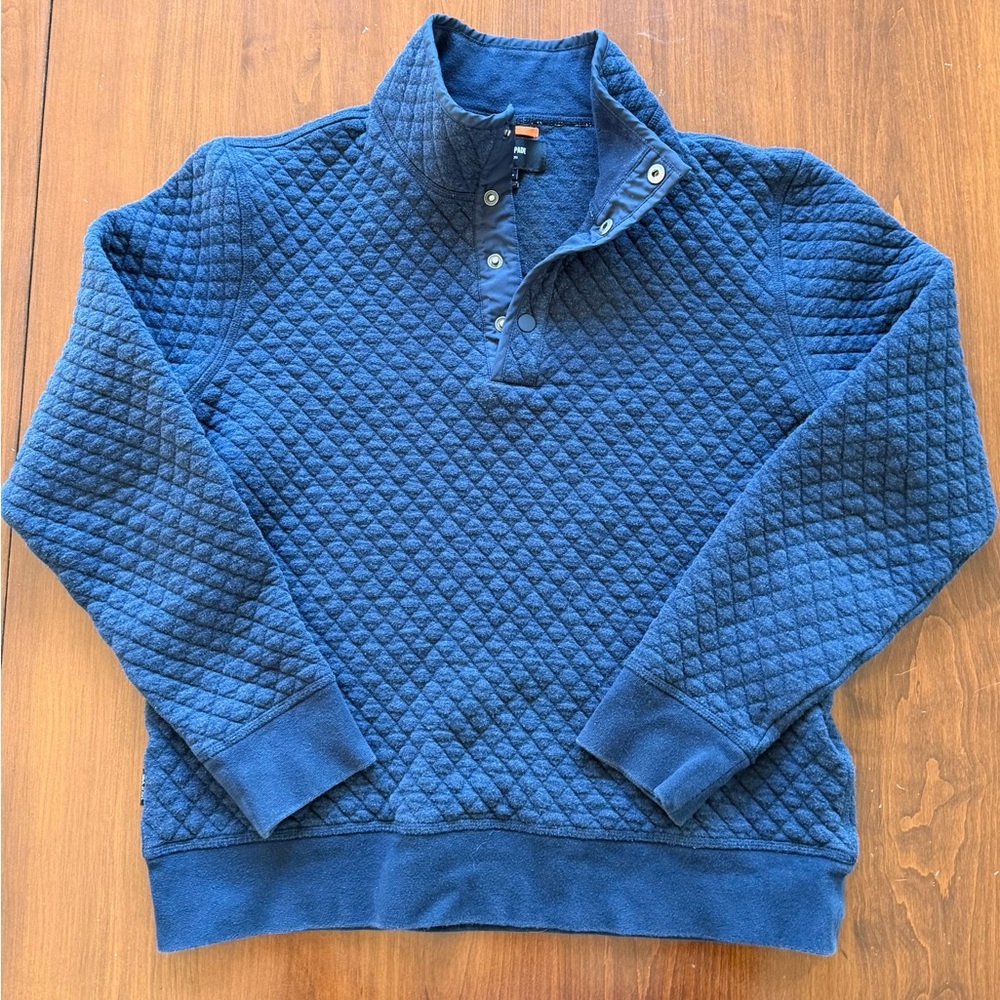 Jack Spade Navy Quilted Quarter Snap Sweatshirt Size M